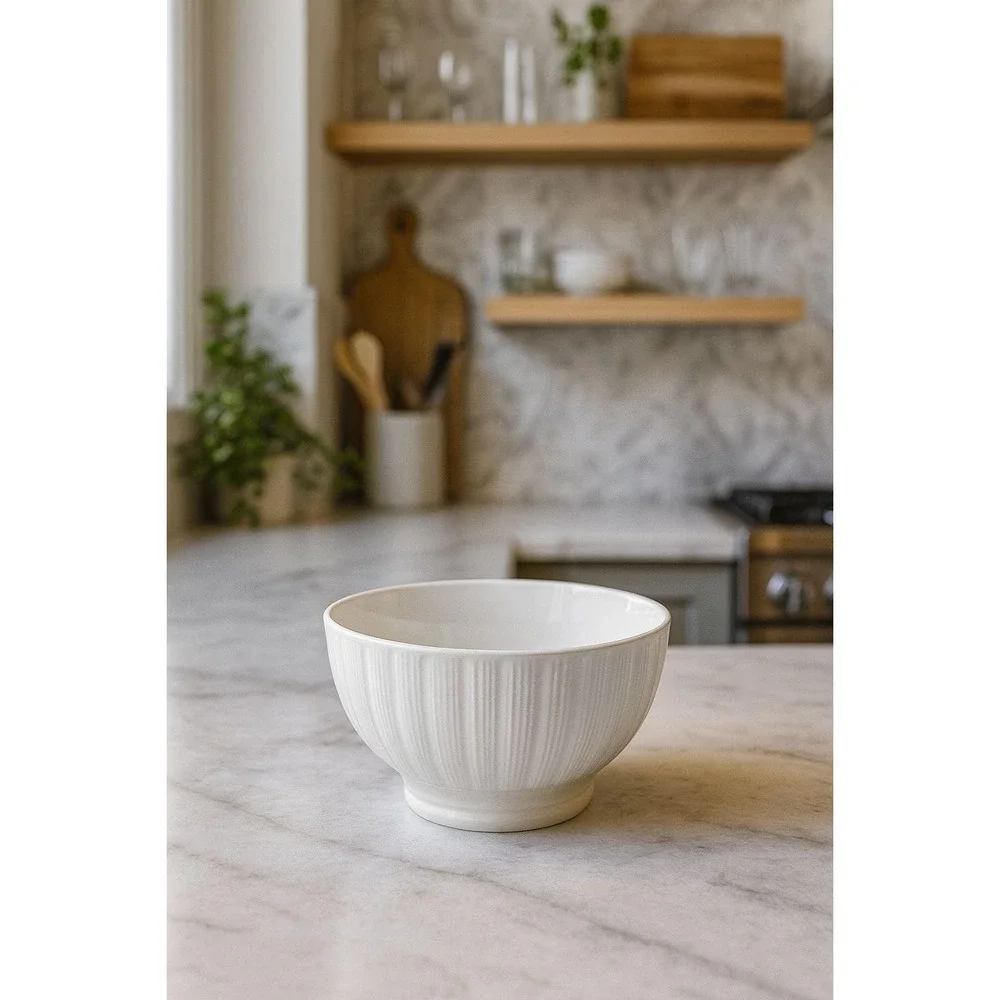 Vintage Thomson Maison Ribbed White Bowl 6 Inch Soup Cereal Pasta Bowl